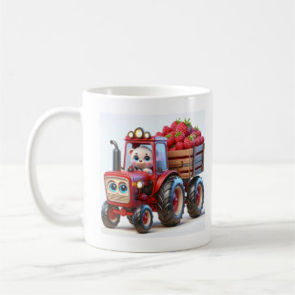Röd traktor med björn och hallon Baby Kaffemugg