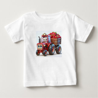 Röd traktor med björn och hallon Baby T Shirt