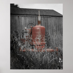 Röd traktor poster