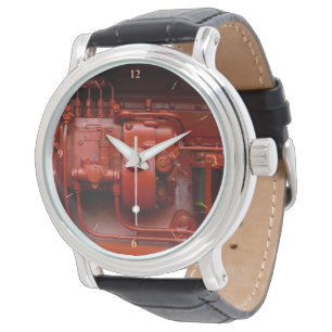 Röd traktormotor armbandsur