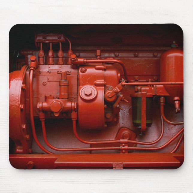 Röd traktormotor musmatta (Framsidan)