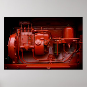 Röd traktormotor poster