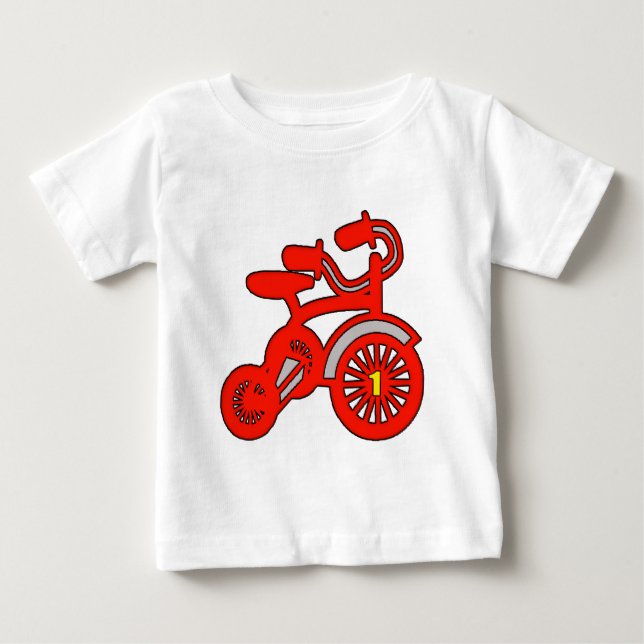 Röd trecykel 1:a födelsedag tee shirt (Framsida)