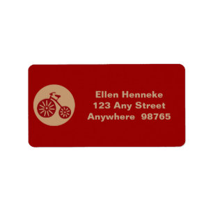 Röd trecykel adressetikett