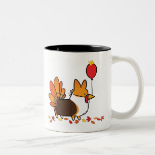 Röd Tri-Färg thanksgivingTurkiet mugg CorgiThings