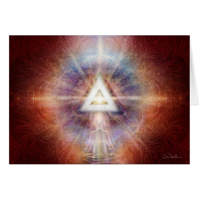 Röd triangelmatris hälsningskort (Framsidan Horizontal)