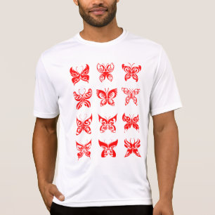 Röd Tribal Fjäril Ornamentik T Shirt