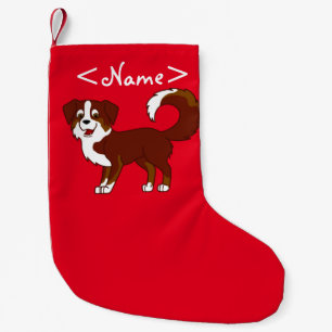 Röd Tricolor australian shepherdhund Liten Julstrumpa