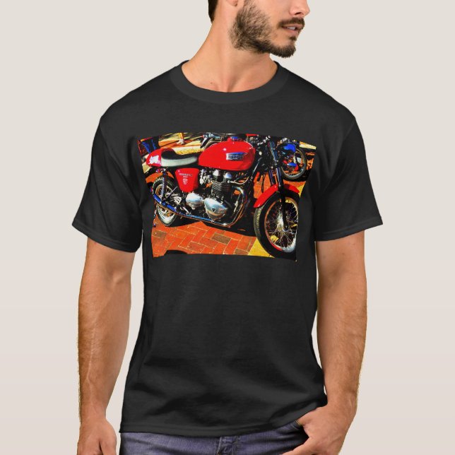 Röd triumfmotorcykel t-shirt (Framsida)