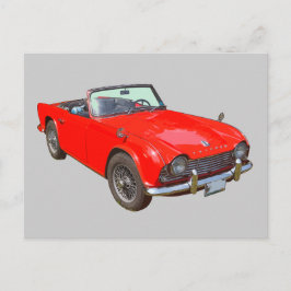 Röd Triumph Tr4 Convertible Sportbil Vykort