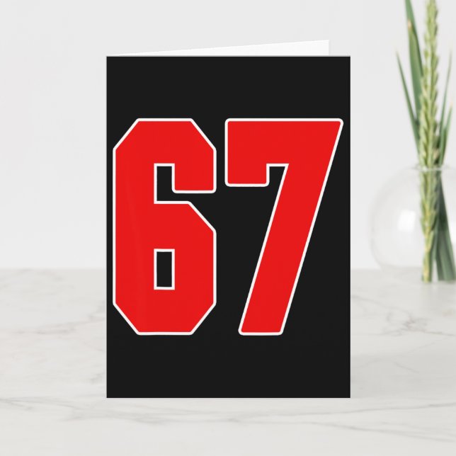 Röd tröja nummer 67 Stor #67 Uniform Favoritspel Kort (Framsida)