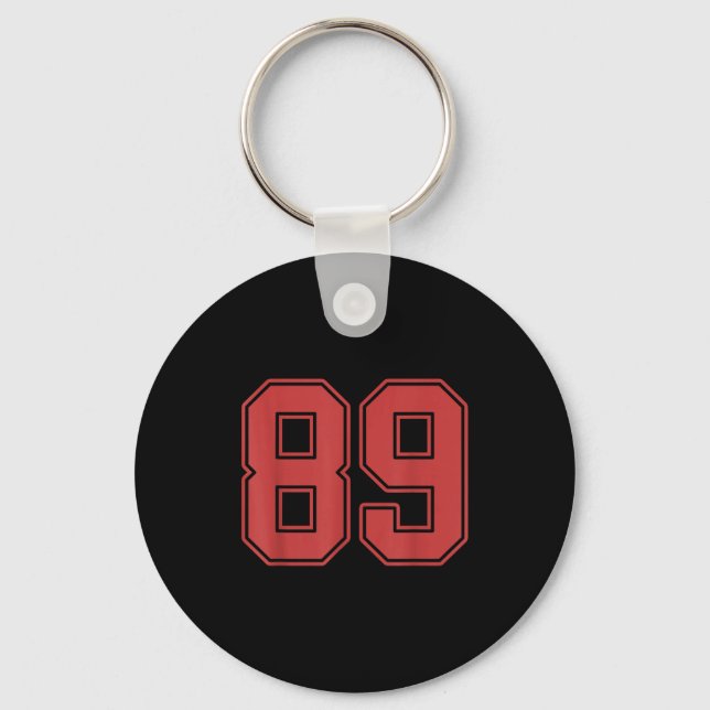 Röd tröja nummer 89 spelaruniform #89  nyckelring (Framsida)