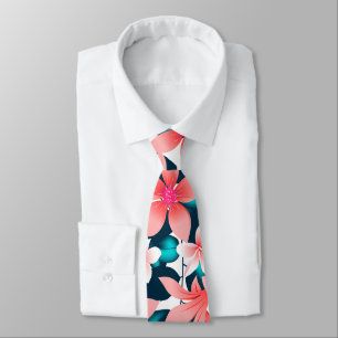 Röd tropisk hibiskus slips