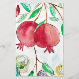 Röd tropisk natur vattenfärg för granatfrukt brevpapper