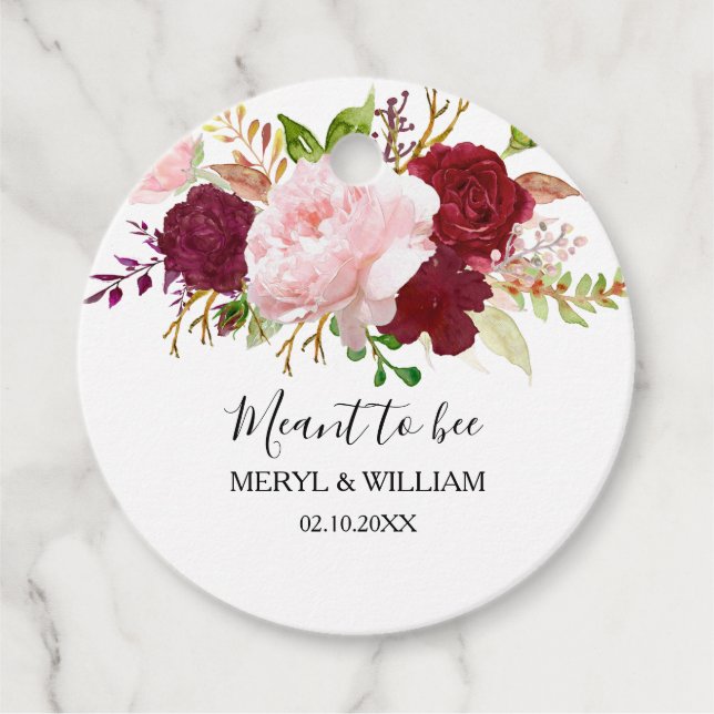 Röd tropisk och romantisk Meant till Bee Bröllop Gåvor Etiketter (Framsida)