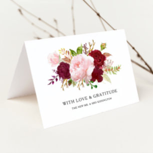 Röd Tropisk och Romantisk Tack Kort