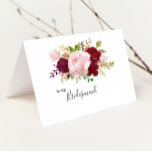 Röd Tropisk och Romantisk Tacksamhet Brudtärna Tack Kort<br><div class="desc">Detta röda tropiska och romantiska brudtärna tack-kort är perfekt för en destination bröllop. Den konstnärliga bordo marsala designen har vattenfärg,  gröna,  rosa,  vinröda och rosafärgade rosor blandade med grönska snyggt arrangerade i en graciös och strålande blomsterbukett.</div>