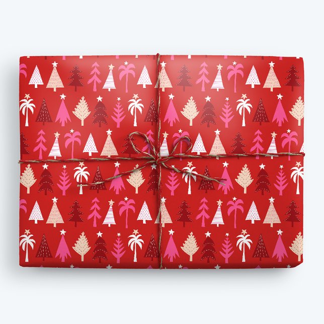 Röd Tropiska jul Handflatan Träd Presentpapper (Skapare uppladdad)