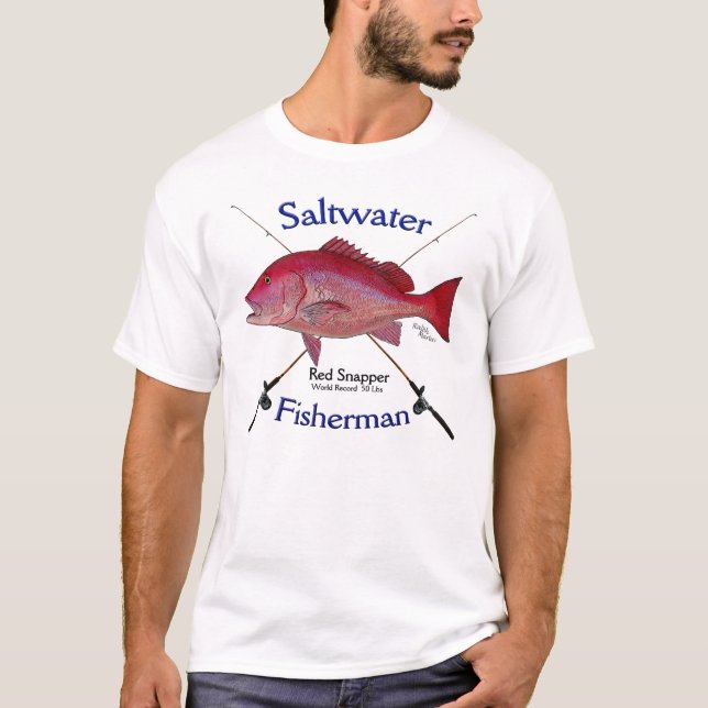 Röd Tshirt för fiske för T-shirt (Framsida)