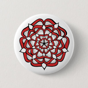 Röd Tudor rosa Mandala Knapp