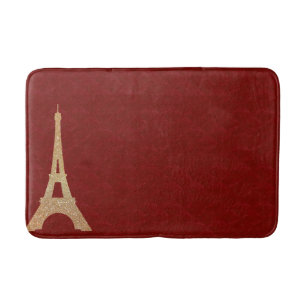 Röd tuftad blick med Eiffel Torn Bath Mat Badrumsmatta
