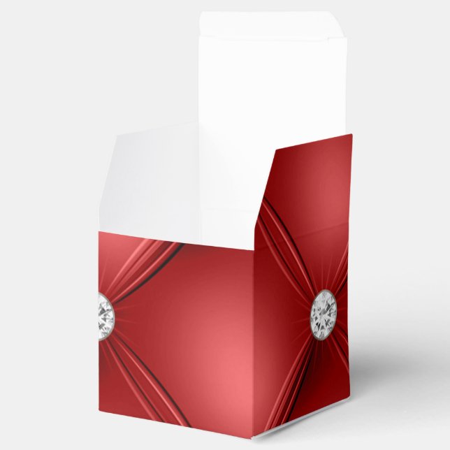 Röd tuftad liten kvadrat, dekorativ Mönster Presentaskar (Öppnad)