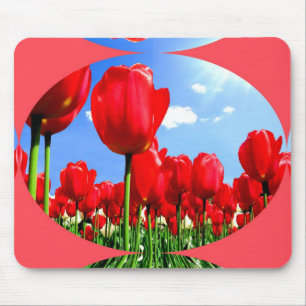 Röd tulip delight art musmatta