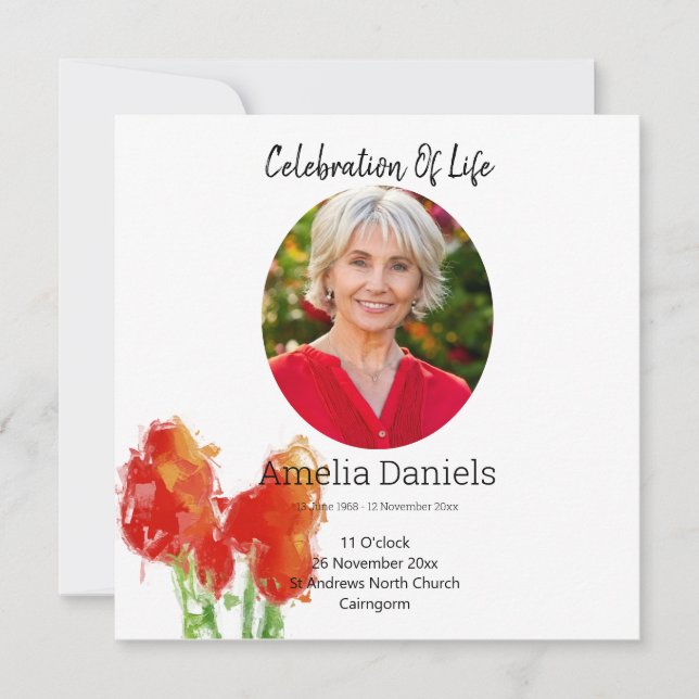 Röd tulip Firande av livskort Spara Datumet (Framsida)