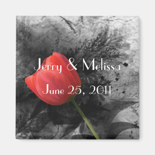 Röd Tulip Wedding Favor Magnet