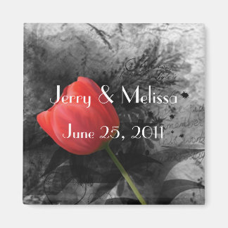 Röd Tulip Wedding Favor Magnet