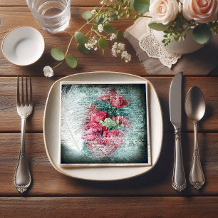 Röd tulips Ostrich Feather Ephemeral Decoupage Pappersservett
