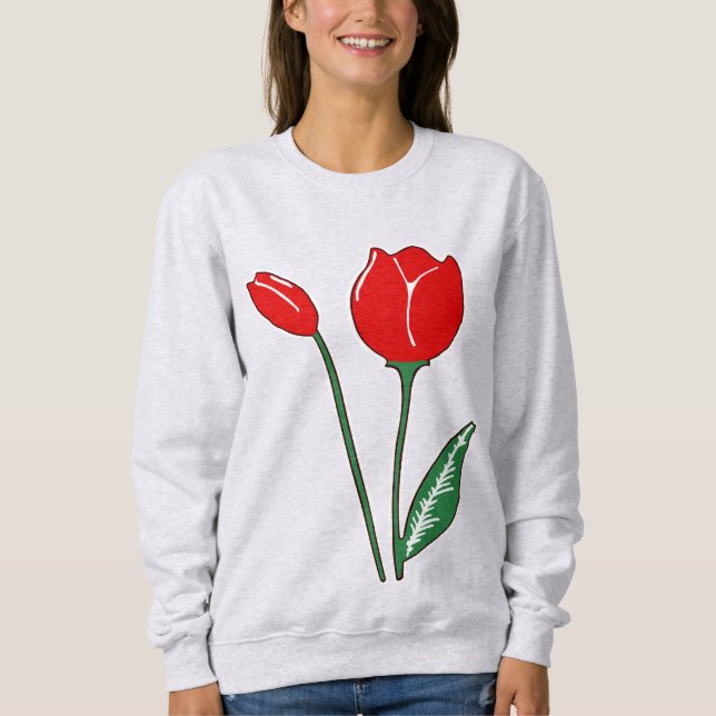 Röd tulips Raglan Sweatshirt för kvinnor Tröja (Framsida)