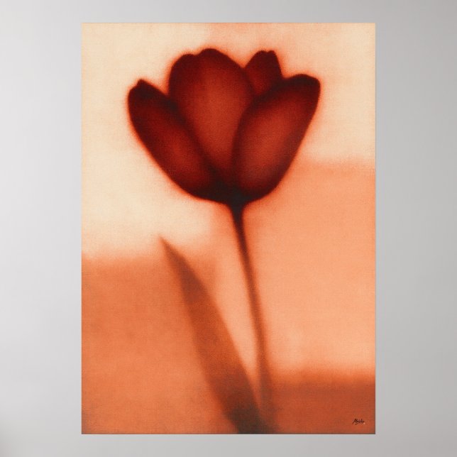 Röd tulpan Japansk blomabstraktion Poster (Framsidan)