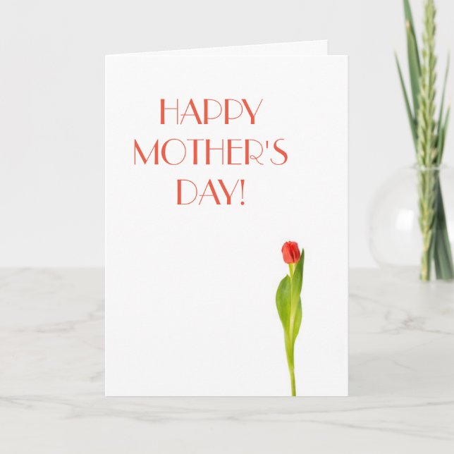 Röd Tulpan Mors Dag Gratulationskort Kort (Framsida)