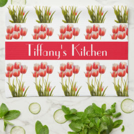 Röd Tulpan Personlig Blomma  Kökshandduk
