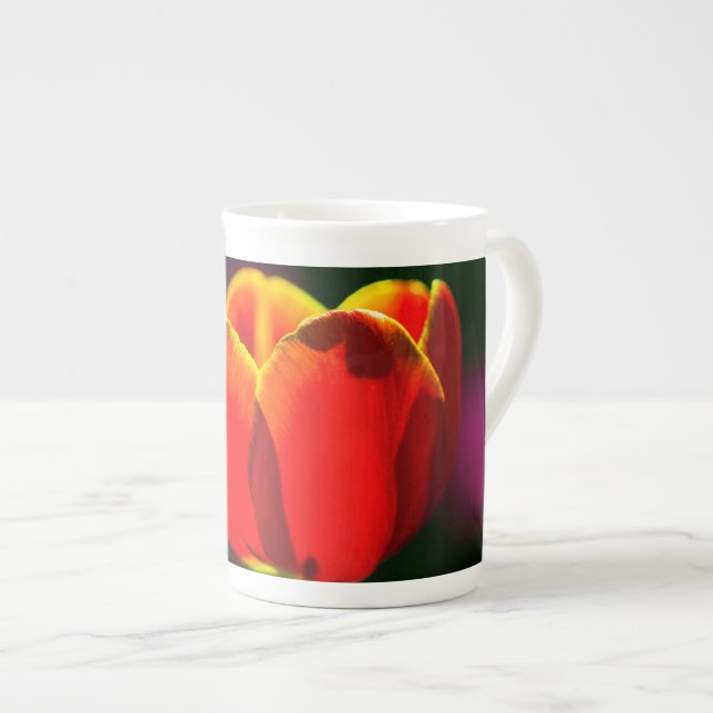 Röd tulpanblomma benporslin mugg (Framsida höger)