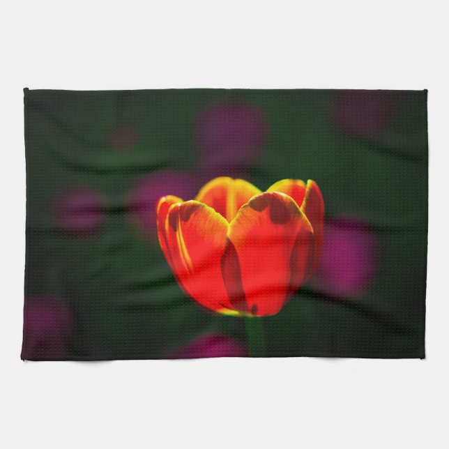 Röd tulpanblomma kökshandduk (Horisontell)