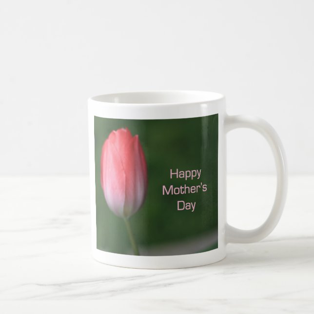 röd tulpanblomma, lycklig mors dag kaffemugg (Höger)