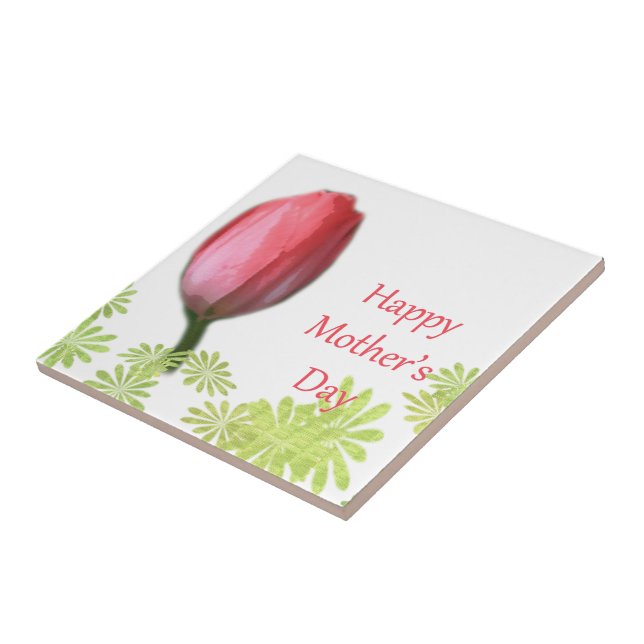 röd tulpanblomma, lycklig mors dag kakelplatta (Sidan)