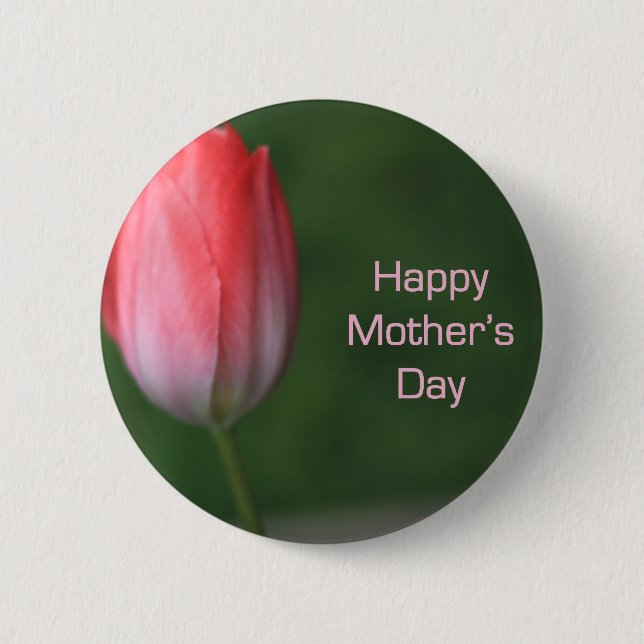 röd tulpanblomma, lycklig mors dag knapp (Framsida)