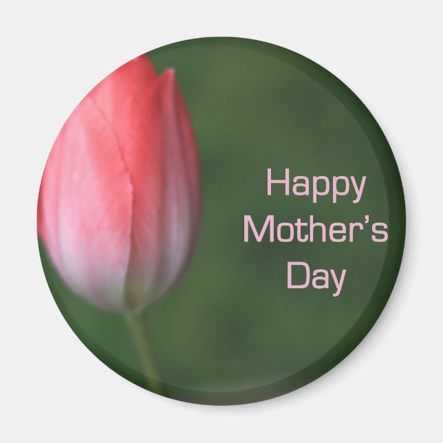 röd tulpanblomma, lycklig mors dag magnet (Framsidan)