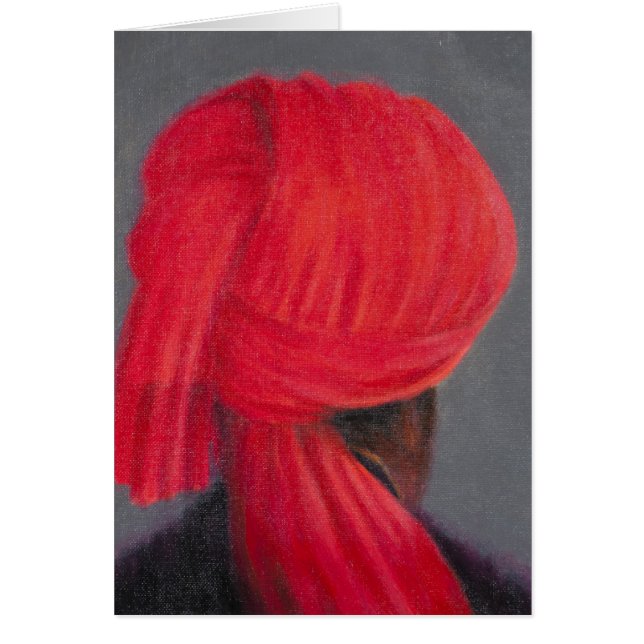 Röd Turban på grå färg 2014 Hälsningskort (Framsidan)