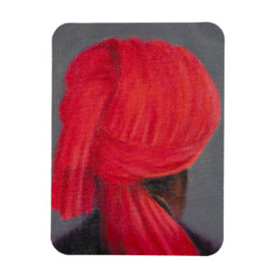 Röd Turban på grå färg 2014 Magnet