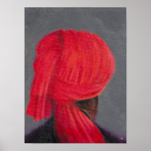 Röd turban på Grått 2014 Poster