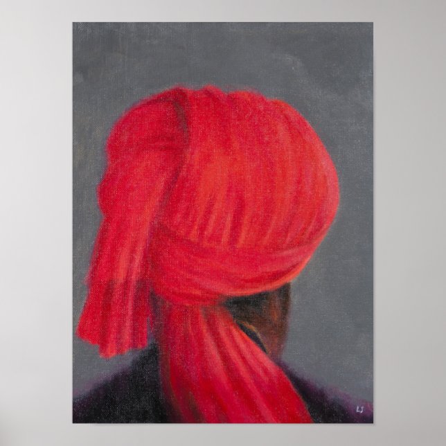 Röd turban på Grått 2014 Poster (Framsidan)