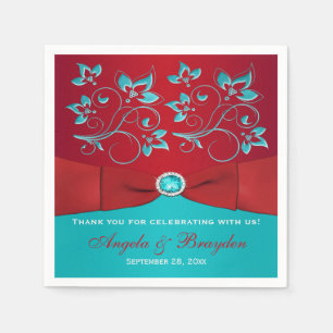 Röd, turkos Blommigt Pappra blöjor Pappersservett