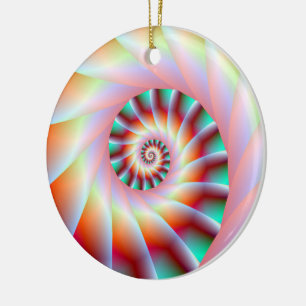 Röd turkos och Rosa Spiral Steps Ornament