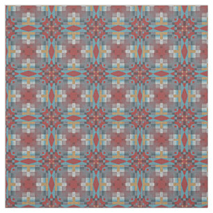 Röd turkos Teal Blue Ochre Gult Ethnic look Tyg