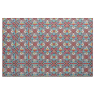 Röd turkos Teal Blue Ochre Gult Ethnic look Tyg