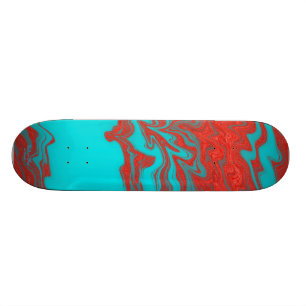 Röd turkos vågigt linjer old school skateboard bräda 21,6 cm